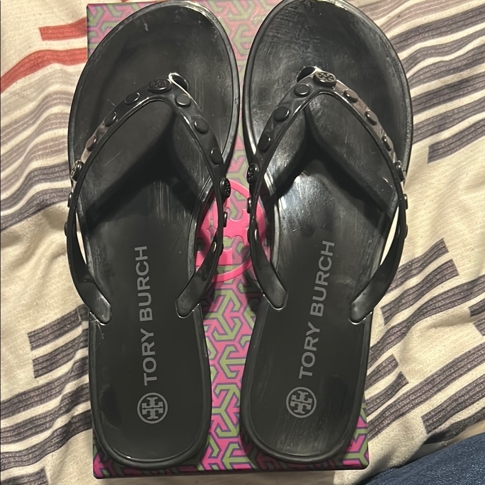 Tory Burch Studded Jelly Black Sandals